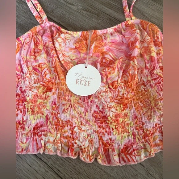 Hippie Rose Pink and Orange Tank Top - Picture 2 of 9